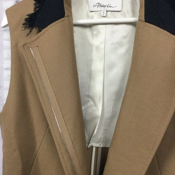 3.1 Phillip Lim Fringed Wool Long Camel Vest Small - Picture 8 of 14